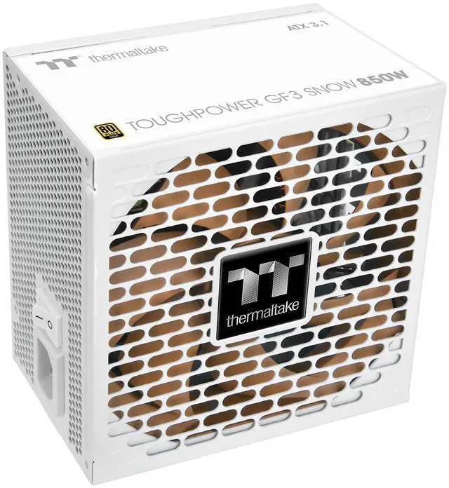 Alt view image 2 of 7 - Thermaltake Toughpower GF3 850W; ATX 3.1; Native PCIe 5.1 12V-2x6; Full Modular; Flat Cables; Color Matched Connectors; Japanese Main Capacitors; Colored Custom 135mm Fan; 80 Plus Gold Certified; Snow; PS-TPD-0850FNFAGU-S