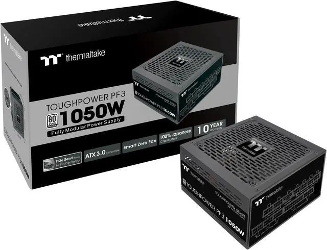 Alt view image 5 of 6 - Thermaltake Toughpower PF3 1050W 80Plus Platinum Full Modular SLI/Crossfire Ready ATX 3.0 Spec. Power Supply; PCIe 5.0 12VHPWR Connector included; 10 Year Warranty; PS-TPD-1050FNFAPU-3