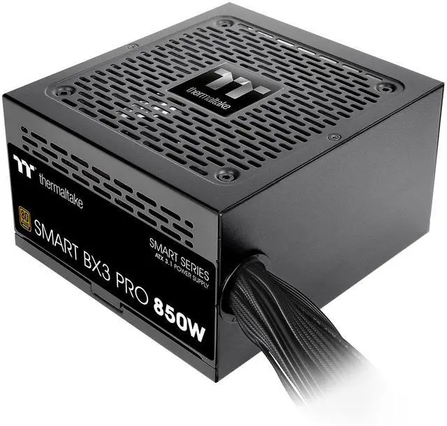 Alt view image 3 of 4 - Thermaltake Smart BX3 Pro 850W; ATX 3.1; Native PCIe 5.1 12V-2X6; Non-Modular; Etched Flat Cables; Dual-Color H++ Connectors; 105°C Main Capacitor; 80 Plus Bronze Certified; Black; PS-SPD-0850NNFABU-7