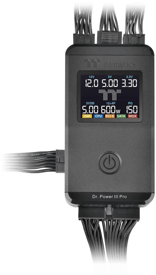 Alt view image 4 of 8 - Thermaltake Dr. Power III Pro; ATX Power Supply Tester; Voltage/Continuity/PG; up to ATX12V v3.1 spec; 24pin Main Board/12V-2X6/ 4+4 EPS/6+2 PCIe/ SATA/Molex; Color Display; Black; AC-083-OO1NAN-A1