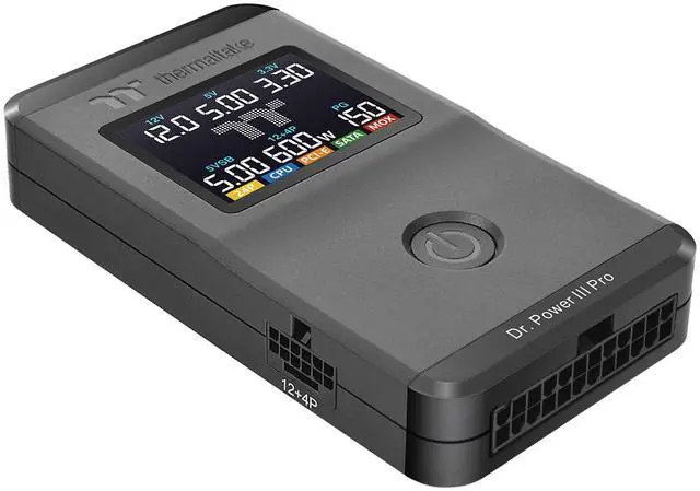 Alt view image 2 of 8 - Thermaltake Dr. Power III Pro; ATX Power Supply Tester; Voltage/Continuity/PG; up to ATX12V v3.1 spec; 24pin Main Board/12V-2X6/ 4+4 EPS/6+2 PCIe/ SATA/Molex; Color Display; Black; AC-083-OO1NAN-A1