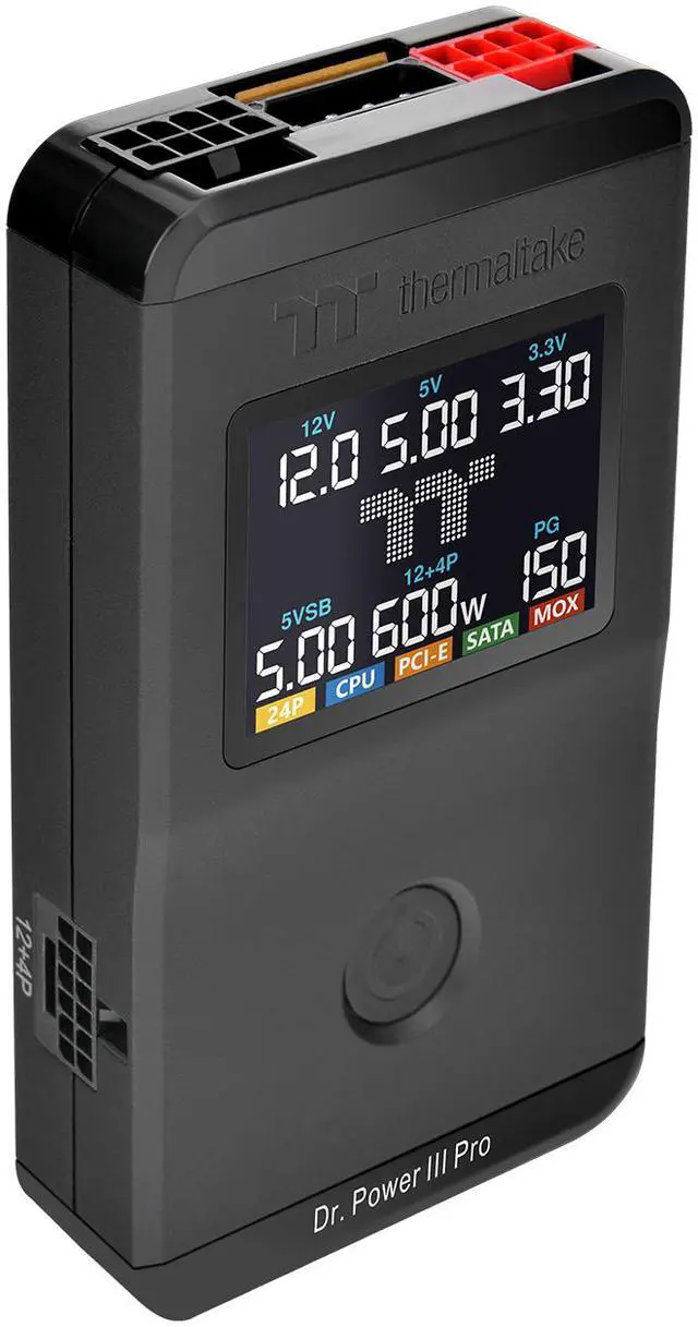 Alt view image 5 of 8 - Thermaltake Dr. Power III Pro; ATX Power Supply Tester; Voltage/Continuity/PG; up to ATX12V v3.1 spec; 24pin Main Board/12V-2X6/ 4+4 EPS/6+2 PCIe/ SATA/Molex; Color Display; Black; AC-083-OO1NAN-A1