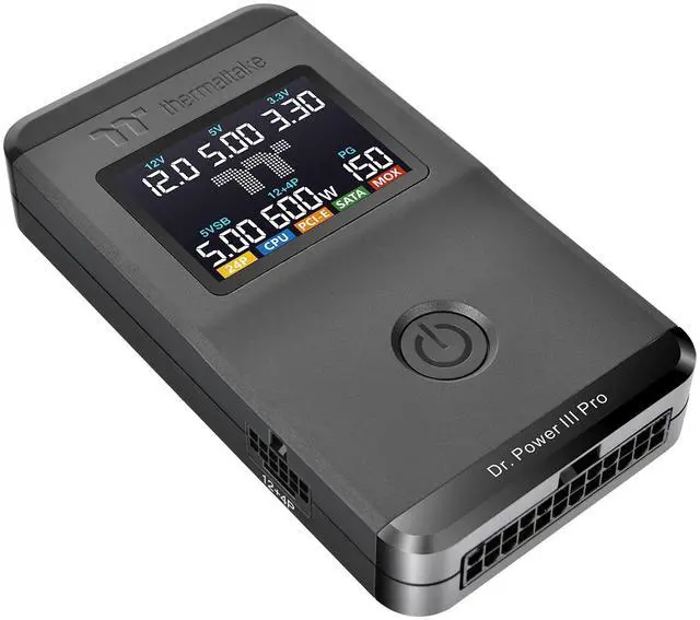 Alt view image 8 of 8 - Thermaltake Dr. Power III Pro; ATX Power Supply Tester; Voltage/Continuity/PG; up to ATX12V v3.1 spec; 24pin Main Board/12V-2X6/ 4+4 EPS/6+2 PCIe/ SATA/Molex; Color Display; Black; AC-083-OO1NAN-A1