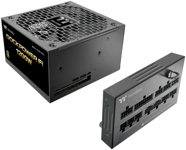 Alt view image 5 of 9 - Thermaltake Dockpower FI 1200W, ATX 3.1, Native PCIe 5.1 12V-2X6 (X2), Modular, Etched Color Matched Cables, Detachable Dock Module, 80 Plus Gold Certified, Black, PS-DCP-1200FNFAGU-2