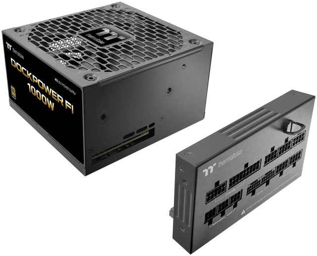 Alt view image 5 of 9 - Thermaltake Dockpower FI 1000W; ATX 3.1; Native PCIe 5.1 12V-2X6; Modular; Etched Color Matched Cables; Detachable Dock Module; 80 Plus Gold Certified; Black; PS-DCP-1000FNFAGU-2