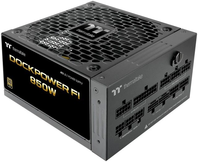 Alt view image 2 of 9 - Thermaltake Dockpower FI 850W; ATX 3.1; Native PCIe 5.1 12V-2X6; Modular; Etched Color Matched Cables; Detachable Dock Module; 80 Plus Gold Certified; Black; PS-DCP-0850FNFAGU-2