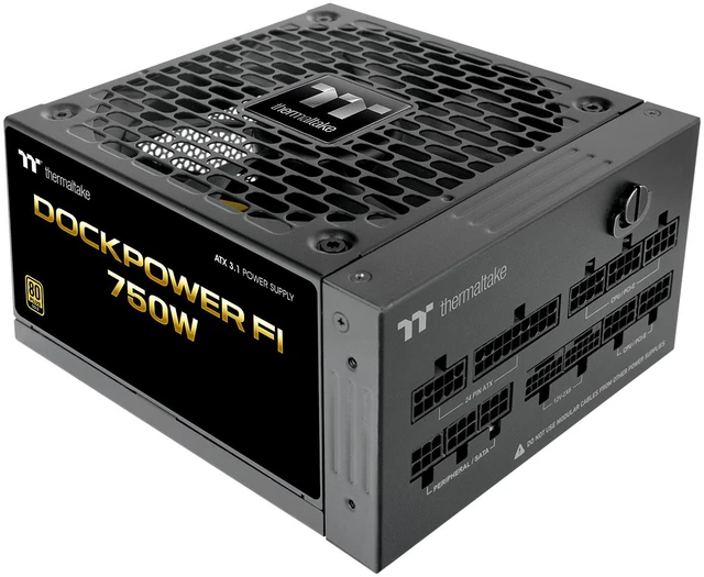 Alt view image 2 of 9 - Thermaltake Dockpower FI 750W; ATX 3.1; Native PCIe 5.1 12V-2X6; Modular; Etched Color Matched Cables; Detachable Dock Module; 80 Plus Gold Certified; Black; PS-DCP-0750FNFAGU-2