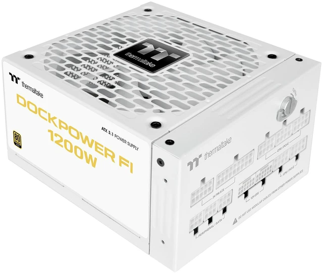 Alt view image 2 of 9 - Thermaltake Dockpower FI 1200W; ATX 3.1; Native PCIe 5.1 12V-2X6 (X2); Modular; Etched Color Matched Cables; Detachable Dock Module; 80 Plus Gold Certified; Snow; PS-DCP-1200FNFAGU-S