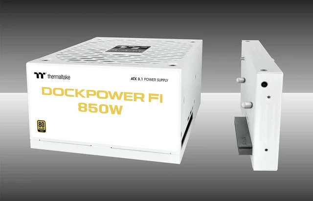 Alt view image 4 of 9 - Thermaltake Dockpower FI 850W; ATX 3.1; Native PCIe 5.1 12V-2X6; Modular; Etched Color Matched Cables; Detachable Dock Module; 80 Plus Gold Certified; Snow; PS-DCP-0850FNFAGU-S