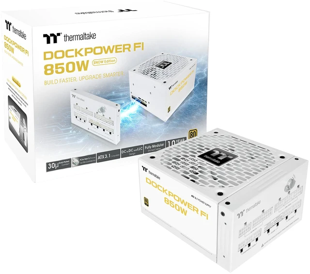 Alt view image 9 of 9 - Thermaltake Dockpower FI 850W; ATX 3.1; Native PCIe 5.1 12V-2X6; Modular; Etched Color Matched Cables; Detachable Dock Module; 80 Plus Gold Certified; Snow; PS-DCP-0850FNFAGU-S