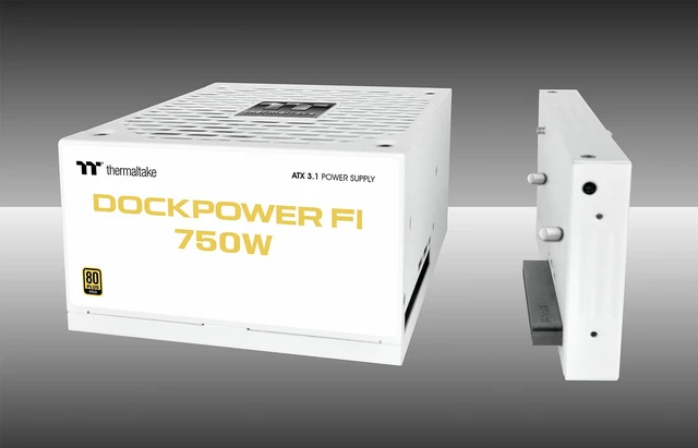 Alt view image 4 of 9 - Thermaltake Dockpower FI 750W; ATX 3.1; Native PCIe 5.1 12V-2X6; Modular; Etched Color Matched Cables; Detachable Dock Module; 80 Plus Gold Certified; Snow; PS-DCP0750FNFAGU-S