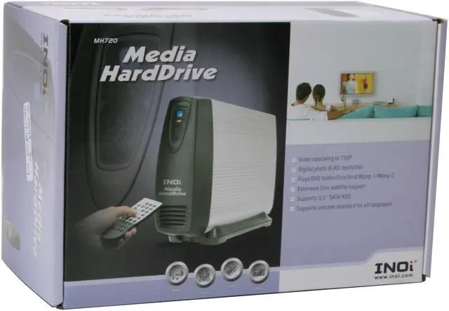 Alt view image 9 of 9 - INOi MH720-00000 3.5" Silver SATA USB 2.0 HDD Digital Media Player Enclosure