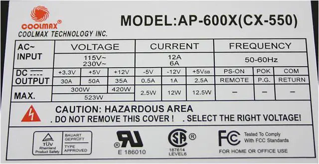 Alt view image 7 of 8 - COOLMAX CX-550B 550 W ATX12V Power Supply