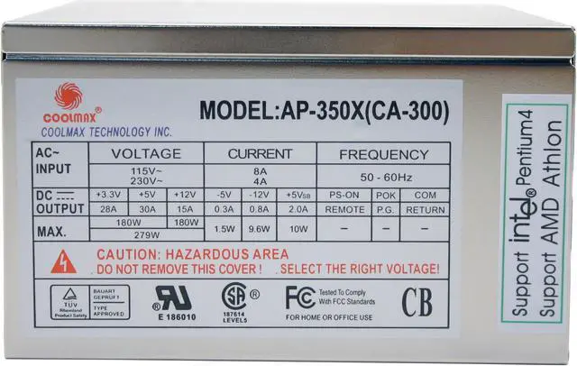 Alt view image 3 of 5 - COOLMAX CA-300 300 W ATX Power Supply