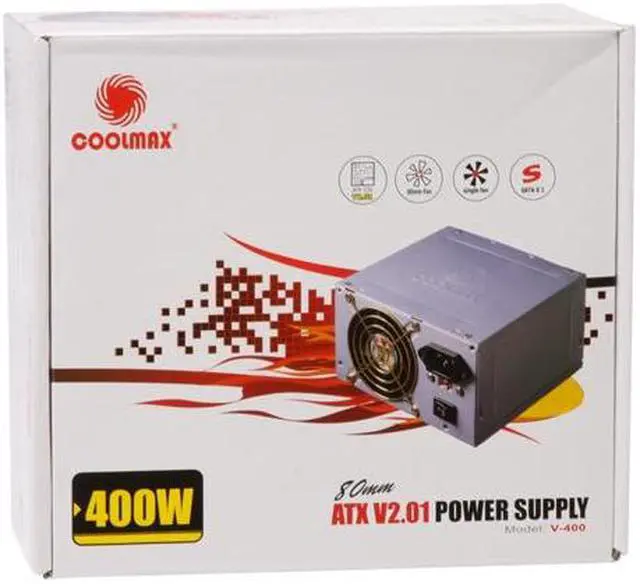 Alt view image 8 of 8 - COOLMAX V-400 400 W ATX v2.01 Non-Modular Power Supply