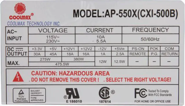 Alt view image 6 of 10 - COOLMAX CXI-500B 500W ATX12V SLI Certified CrossFire Ready   "SLI" Power Supply