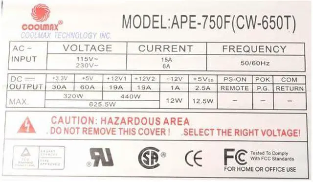 Alt view image 3 of 7 - COOLMAX CW-650T 650 W ATX12V / EPS12V SLI Certified CrossFire Ready Active PFC Aluminum Power Supply