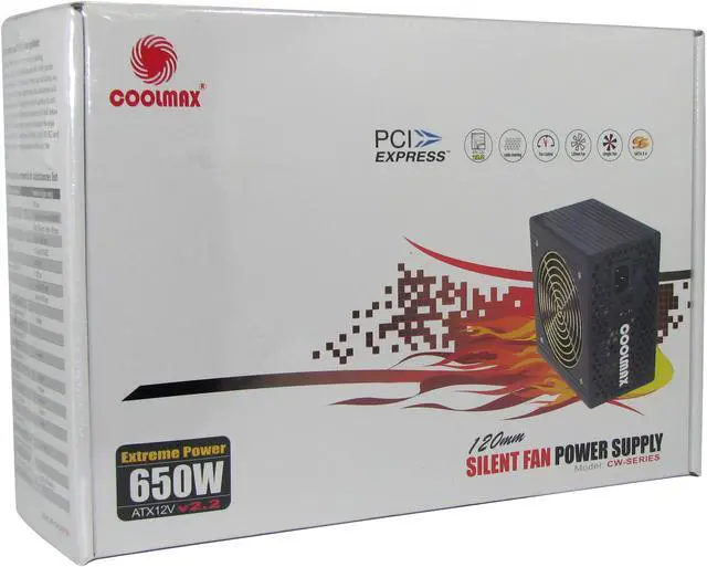 Alt view image 7 of 7 - COOLMAX CW-650T 650 W ATX12V / EPS12V SLI Certified CrossFire Ready Active PFC Aluminum Power Supply