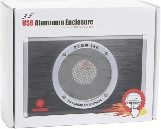 Alt view image 6 of 6 - COOLMAX CD-390B-U2 Aluminum / ABS 3.5" Black IDE USB 2.0 External Enclosure