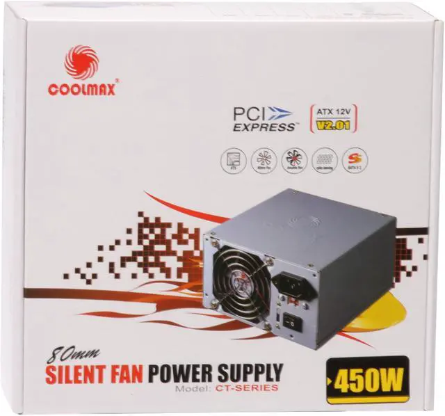 Alt view image 8 of 8 - COOLMAX CT-450 450 W ATX12V Power Supply