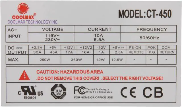 Alt view image 4 of 8 - COOLMAX CT-450 450 W ATX12V Power Supply
