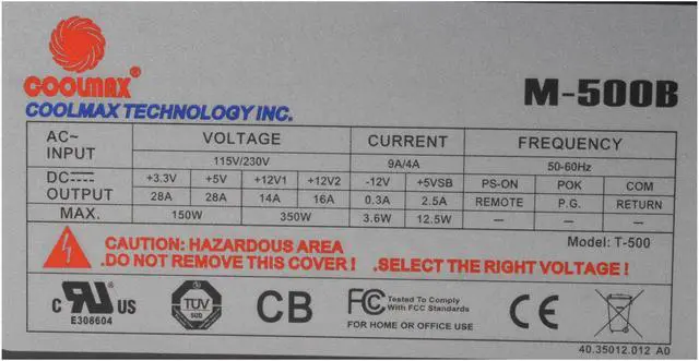 Alt view image 3 of 7 - COOLMAX M-500 500 W ATX12V Power Supply