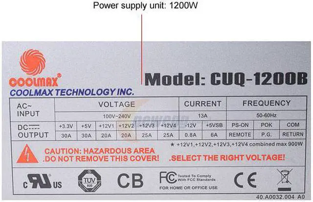 Alt view image 3 of 7 - COOLMAX CUQ-1200B 1200W ATX12V v2.3 / EPS12V v2.91 SLI Certified / CrossFire Ready / 3 way  80 PLUS Certified Active PFC and Compatible with Core i3/i5/i7 Power Supply