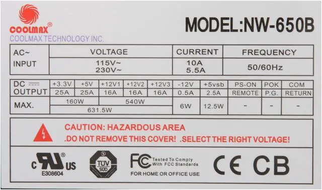 Alt view image 5 of 9 - COOLMAX NW-650B 650W ATX12V v2.2 SLI Ready / CrossFire Ready and Compatible with Core i3/i5/i7 Power Supply