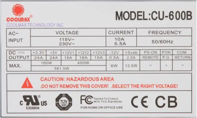 Alt view image 5 of 9 - COOLMAX CU-600B 600W ATX 12V v2.2 Modular and Compatible with Core i3/i5/i7 Power Supply