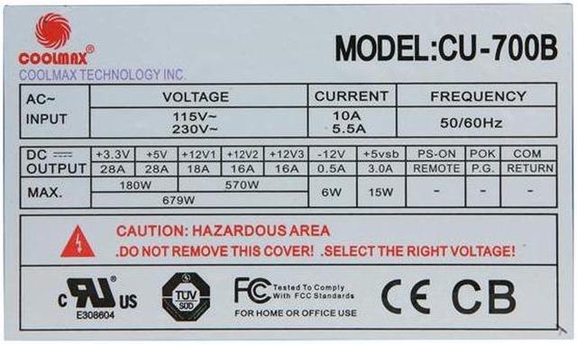 Alt view image 5 of 7 - COOLMAX CU series CU-700B 700W ATX12V SLI Ready Modular and Compatible with Core i3/i5/i7 Power Supply