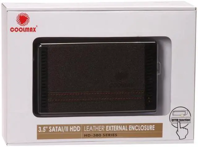 Alt view image 6 of 6 - COOLMAX HD-380BR-eSATA Leather & Aluminum 3.5" Brown SATA USB 2.0 & eSATA OTB Function External Enclosure