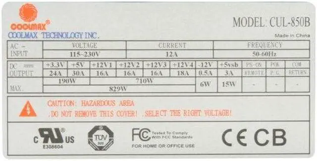 Alt view image 10 of 12 - COOLMAX CUL-850B 850W ATX 12V v2.3 / EPS12V v2.91 SLI / CrossFire Ready Modular Active PFC and Compatible with Core i3/i5/i7 Power Supply