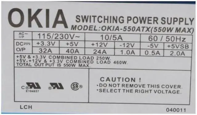 Alt view image 3 of 7 - Broadway Com Corp Okia-550-Blue 550 W ATX Power Supply