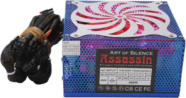 Alt view image 5 of 11 - POWMAX Assassin PSAS-BL 500 W ATX12V Power Supply