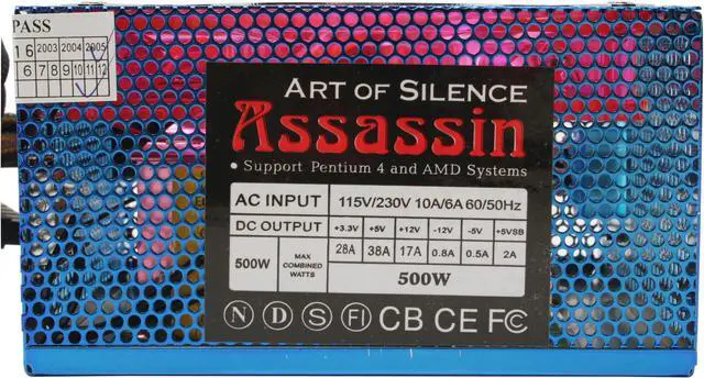 Alt view image 7 of 11 - POWMAX Assassin PSAS-BL 500 W ATX12V Power Supply