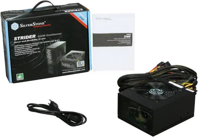 Alt view image 7 of 7 - SilverStone ST60F 600 W ATX 12V 2.01 / EPS 12V SLI Ready Active PFC Power Supply