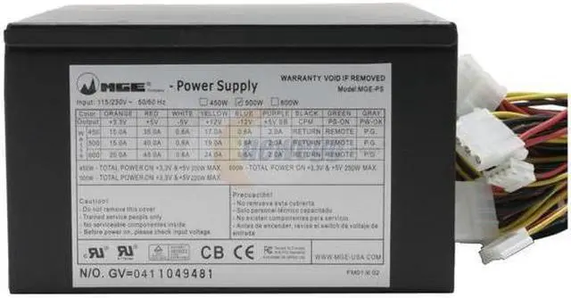 Alt view image 3 of 7 - MGE PS-500V 500 W ATX12V Black Power Supply - OEM