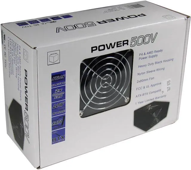 Alt view image 7 of 7 - MGE PS-500V 500 W ATX12V Black Power Supply - OEM