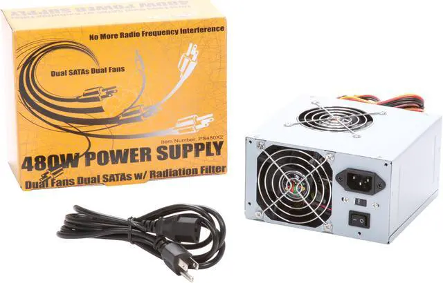 Alt view image 5 of 5 - LOGISYS Computer PS480X2 480 W ATX12V Power Supply Dual Fan w/ Radiation Filter