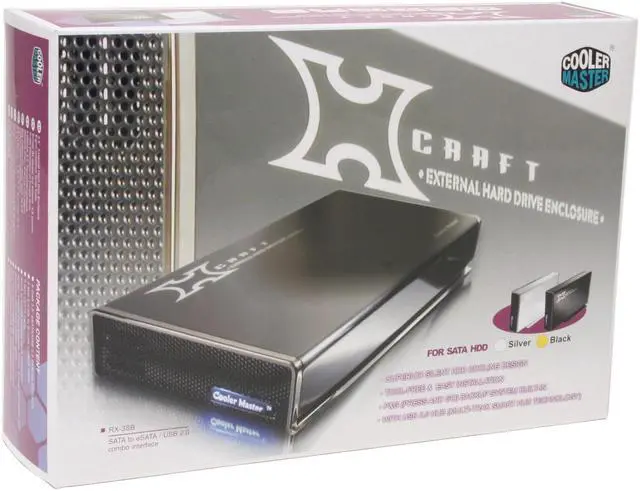 Alt view image 5 of 5 - COOLER MASTER RX-3SB-LAB1-GP Aluminum 3.5" SATA USB 2.0 & eSATA External Enclosure w/ Hub & Back up