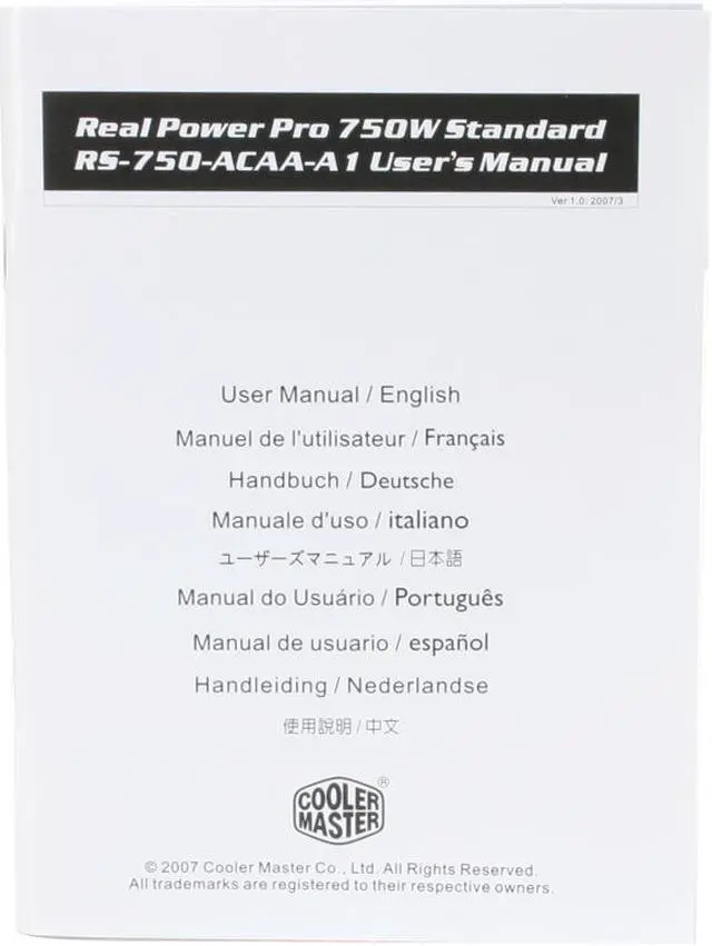 Alt view image 8 of 9 - Cooler Master Real Power Pro RS-750-ACAA-A1 750 W ATX12V / EPS12V SLI Certified CrossFire Ready 80 PLUS Certified Active PFC Power Supply