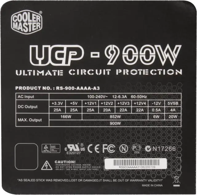 Alt view image 5 of 10 - Cooler Master UCP RS900-AAAAA3 900 W ATX12V / EPS12V SLI Certified CrossFire Ready 80 PLUS SILVER Certified Power Supply
