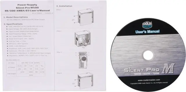 Alt view image 9 of 10 - COOLER MASTER Silent Pro M500 RS-500-AMBA-D3 500W ATX12V V2.3 SLI Certified CrossFire Ready 80 PLUS Certified Modular Active PFC Power Supply