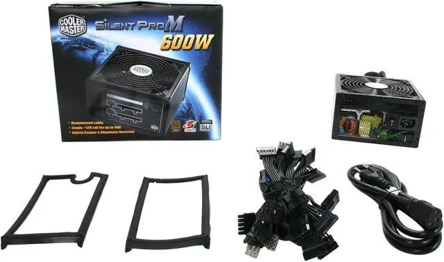 Alt view image 7 of 7 - COOLER MASTER Silent Pro M600 RS-600-AMBA-D3 600W ATX12V V2.3 SLI Certified CrossFire Ready 80 PLUS Bronze Certified Modular Active PFC Power Supply