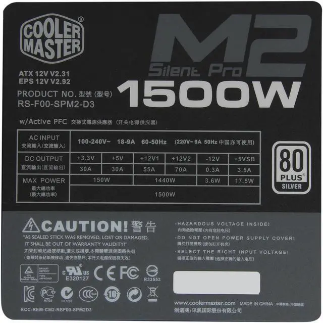 Alt view image 6 of 8 - Cooler Master Silent Pro M2 - 1500W Power Supply with 80 PLUS Silver Certification and Semi-Modular Cables