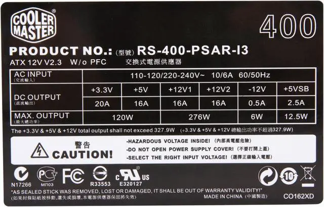 Alt view image 5 of 7 - Cooler Master Elite Power - 400W Power Supply