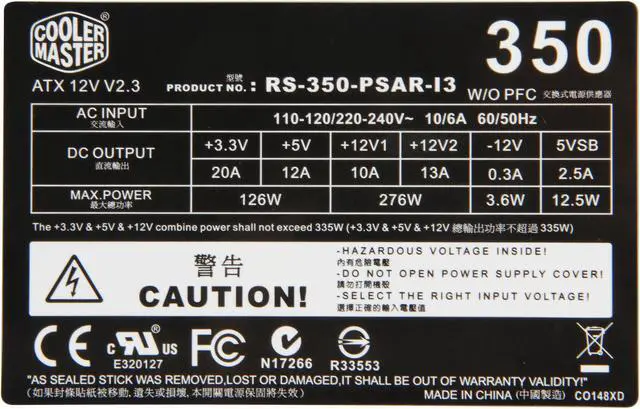 Alt view image 7 of 8 - COOLER MASTER Elite RS350-PSARI3-US 350W Power Supply New 4th Gen CPU Certified Haswell Ready