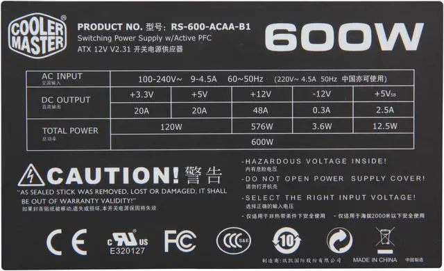 Alt view image 7 of 8 - Cooler Master i600 - 600W Power Supply with 80 PLUS Bronze Certification