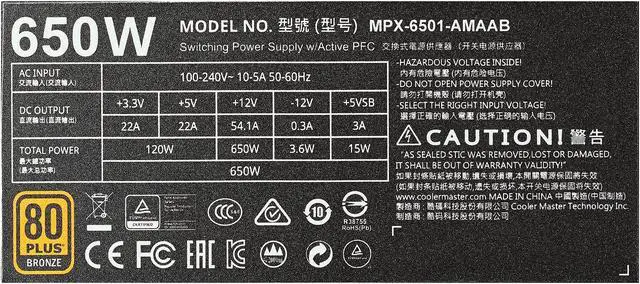 Alt view image 8 of 11 - Cooler Master Master Watt 650W Semi-Fanless Silencio Fan, Semi-Modular 80 PLUS Bronze Power Supply