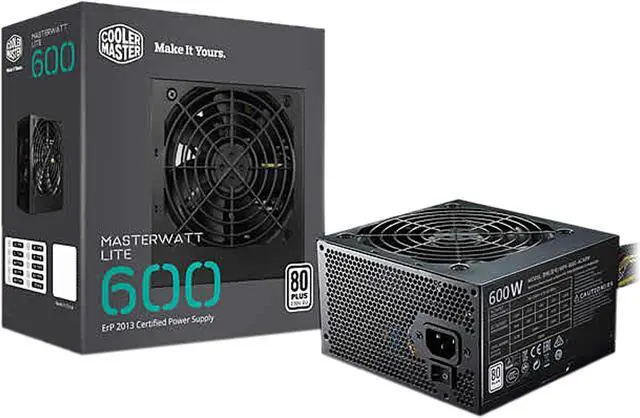 Main image of Cooler Master MasterWatt Lite 230V (ErP 2013) 600W MPX-6001-ACABW-KS 600 W ATX 12V V2.31 ErP 2013 Lot6 Active PFC Power Supply